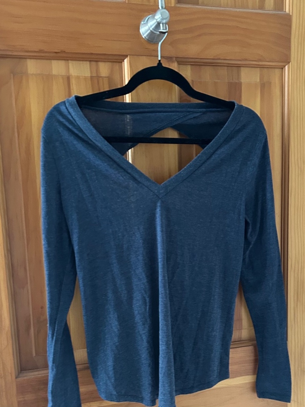 T24 Chaser NWT V Neck Navy Long Sleeve Cut Out Back